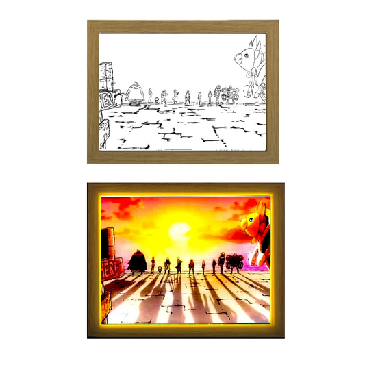 Tableau LED One Piece Luffy Mugiwara Sunset
