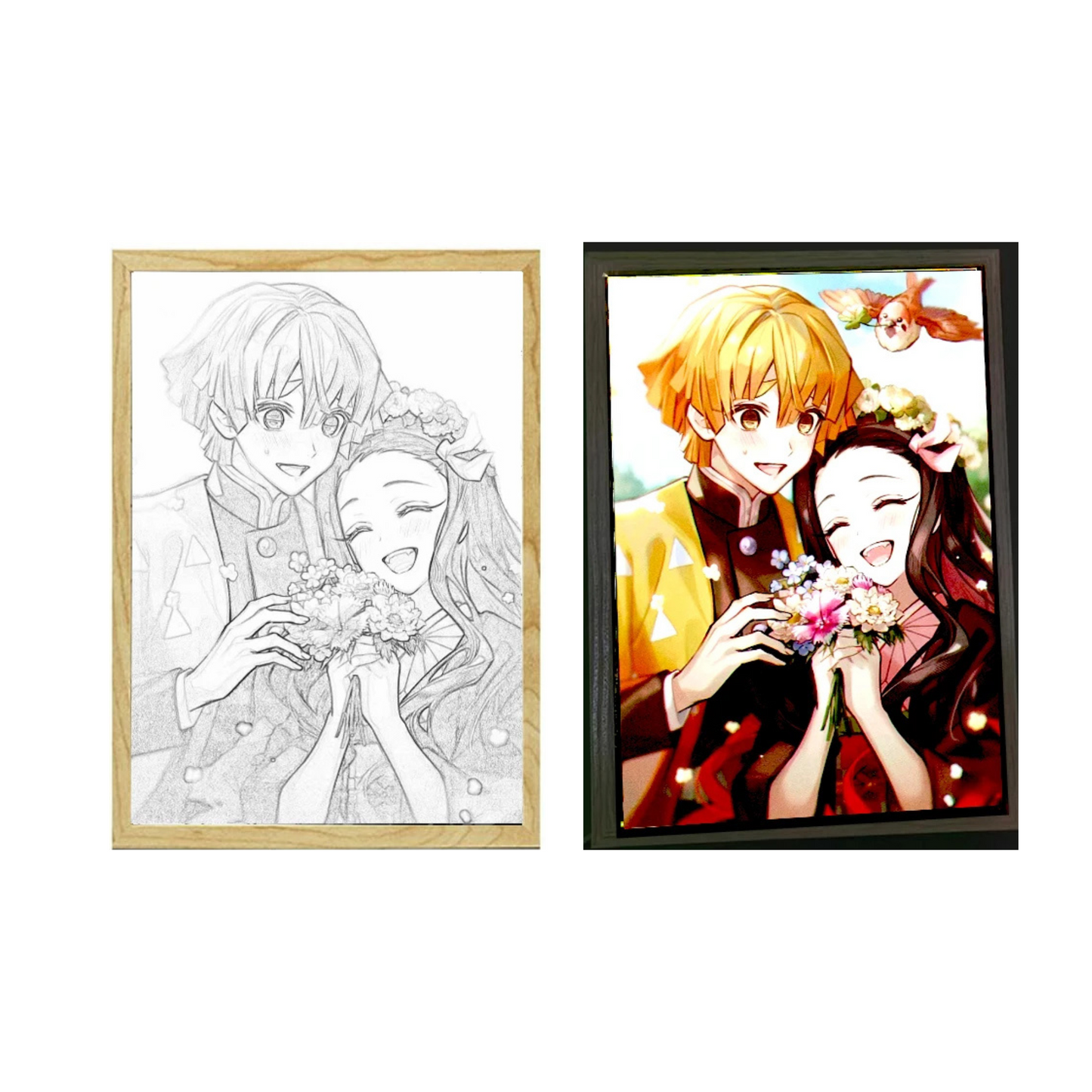 Tableau LED Demon Slayer Zenitsu et Nezuko